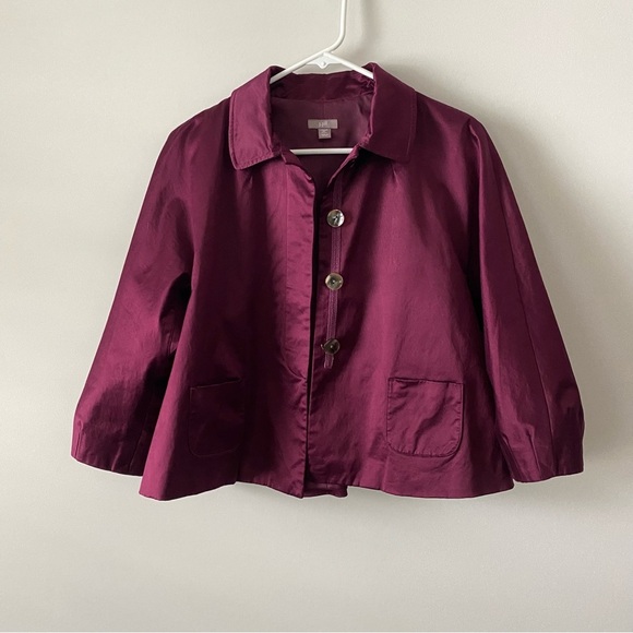 J. Jill Jackets & Blazers - J Jill Lined Flared Stretch Blazer Jacket Buttons Cranberry size Small Petite